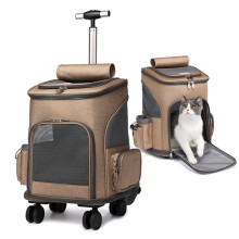 Pet Travel Trolley Bag Draw Bar Pet Stroller Travel Carrier Cat Backpack Cage Adjustable Detach