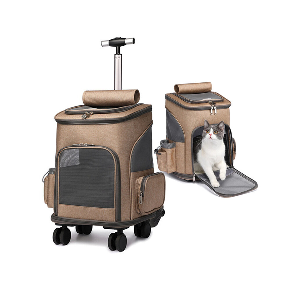 Pet Travel Trolley Bag Draw Bar Pet Stroller Travel Carrier Cat Backpack Cage Adjustable Detach