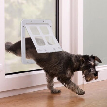 Pet Screen Door Sliding Safety Dogs Cats Door with Magnetic Flap Auto for Exterior Doors Lockab