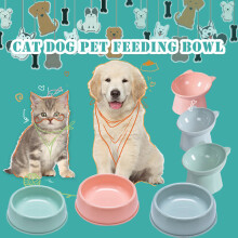 45 Pet Cat Bowl - High-Foot Water & Food Dish with Neck Protector, Non-Slip Plastic Feeder for Cats & Dogs