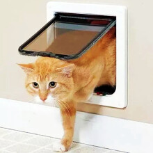 Dog Cat Flap Door with 4 Way Lock Pet Cat Gate Security Flap Door For Animals Plastic Small Dog