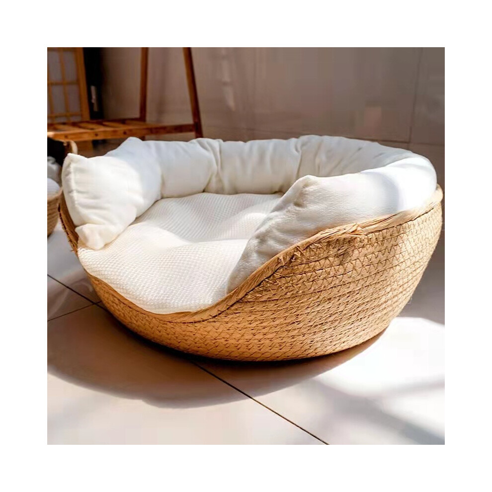 Pet Dog Bed Cat Mats Baskets Kennel House Beds For Cats Sofa Bamboo Weaving Four Season Cozy Do