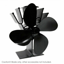 Black Fireplace 4 Blade Fan Leaf Parts Heat Heat Powered Stove Fan Log Wood Burner Powered Sto