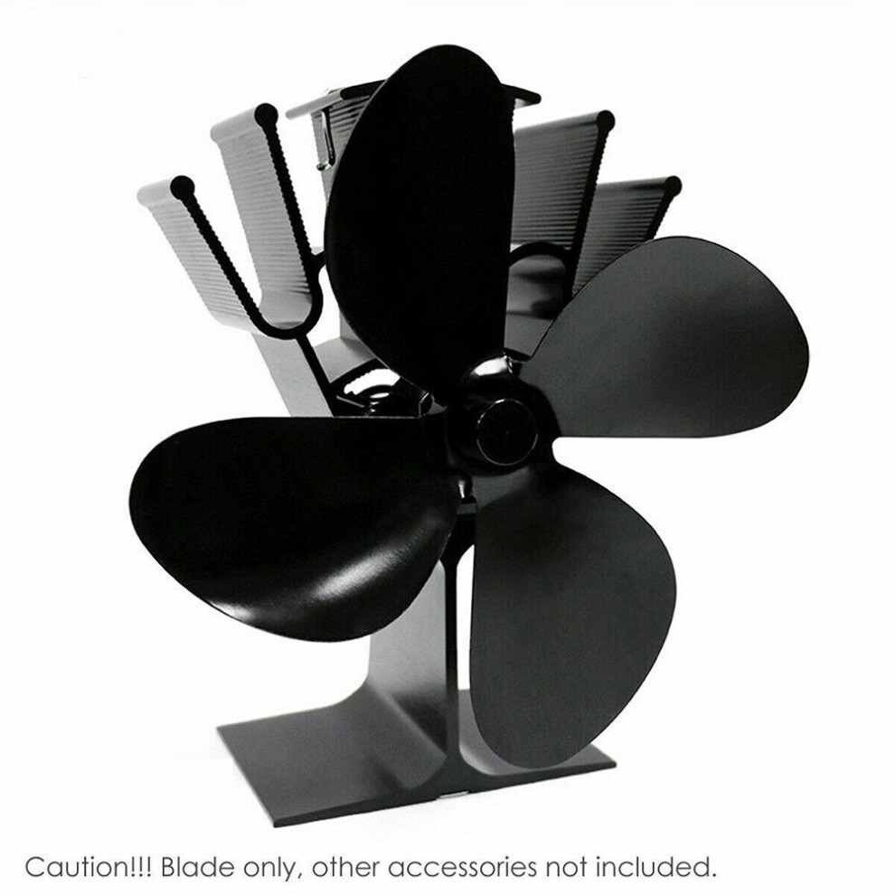 Black Fireplace 4 Blade  Fan Leaf Parts Heat Heat Powered Stove Fan Log Wood Burner Powered Sto