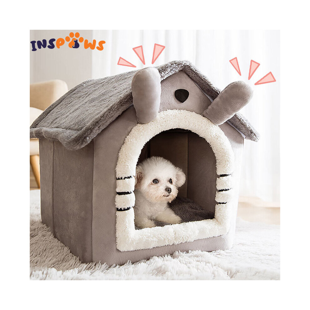 Kennel Dog House Soft Pet Bed Tent Indoor Enclosed Warm Plush Sleeping Nest Basket with Removab