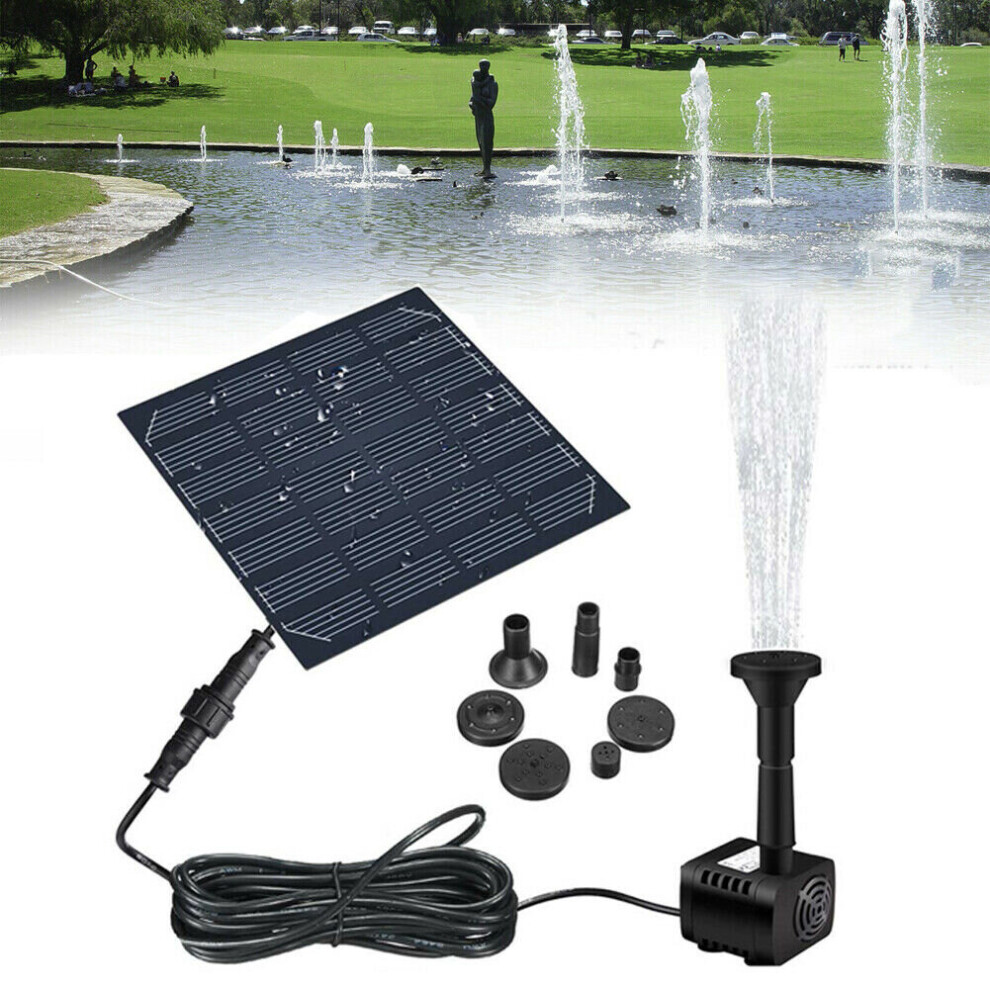 Solar Panel Powered Water Fountain Pool Pond Garden Water Sprinkler Sprayer with Water Pump & 3