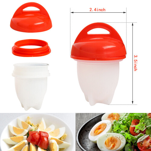 6PCS Set Egg Poacher Silicone Non-Stick Egg Cooker Pack Boiled Egg Mold Egg Cup Steamer Egg Coo 2