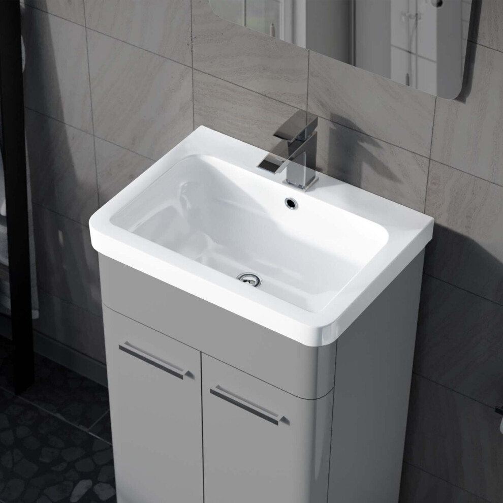 500mm White Ceramic Mid-Edge Basin comes with Single Tap Hole and Overflow