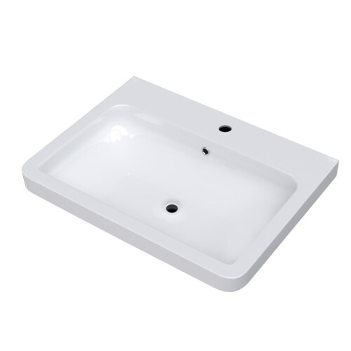 NES Home 500mm White Ceramic Mid-Edge Basin comes with Single Tap Hole and Overflow 1