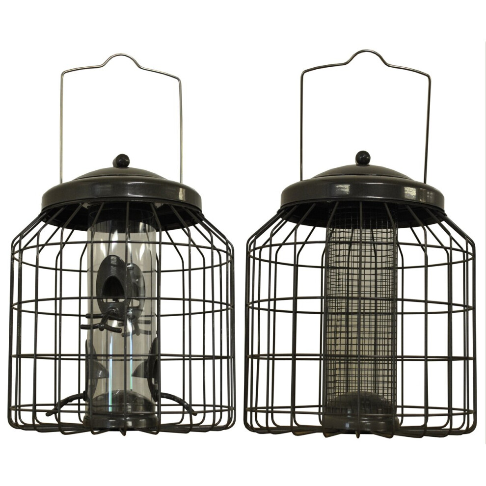 Heavy Duty Squirrel Proof Hanging Bird Seed & Nut Feeders (Set of 2)
