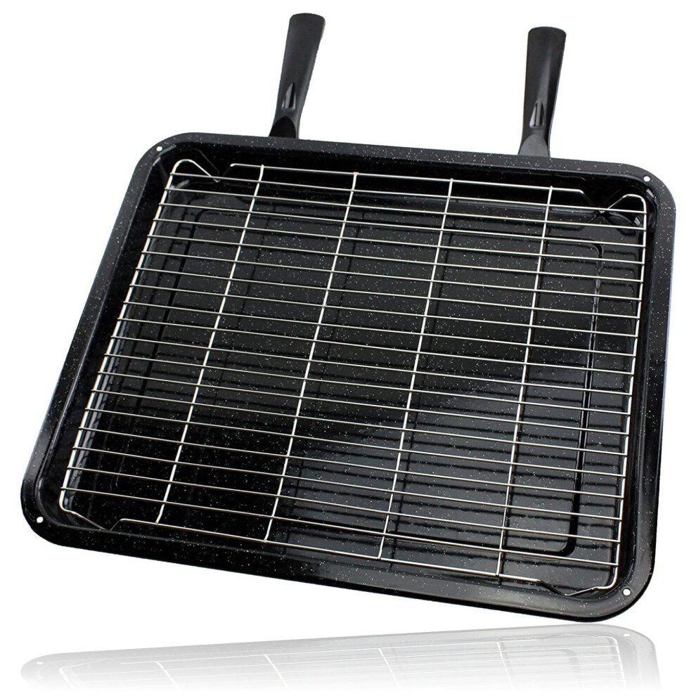 Spares2go Extra Large Enamel Grill Tray & Rack For Siemens Oven Cooker (370 X 440Mm)