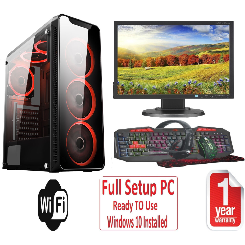 Fast Gaming PC Bundle - i5 16GB RAM 1TB GTX1050TI 4GB - WiFi - WARRANTY - 6 FANS RED-image-OPC-P95CQ5K-REFURBISHED
