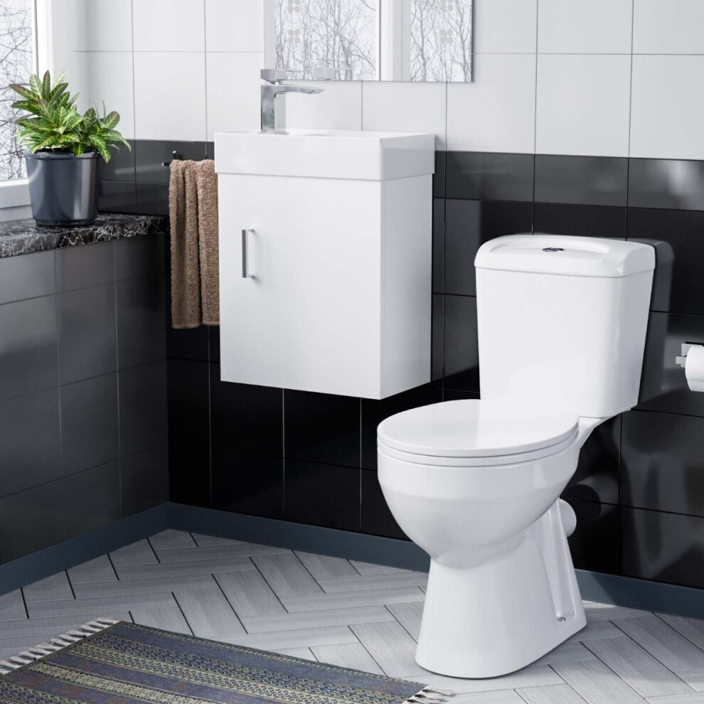 Nes Home Nanuya 400Mm Wall Hung Vanity Cabinet With Toilet Pan White