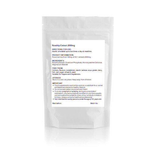 Rosehip 2000mg (90 Tablets) Natural Vitamin C Bioflavanoids UK (V) 1