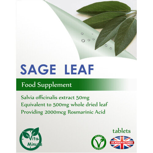 Sage 500mg Extract - 120 Tablets - Hot flushes, flashes & sweats, UK 2
