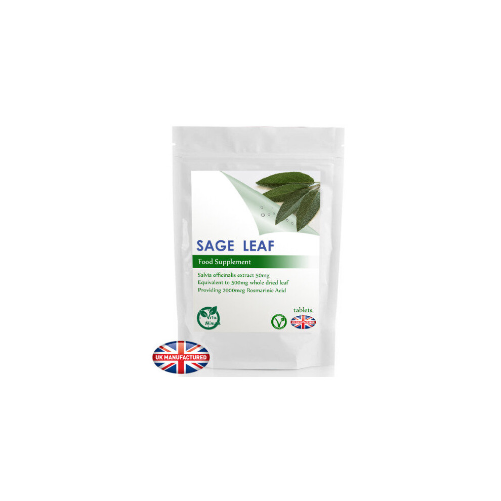 Sage Leaf 500mg (2000mcg Rosmarinic Acid) - 180 Tablets (V) Menopause