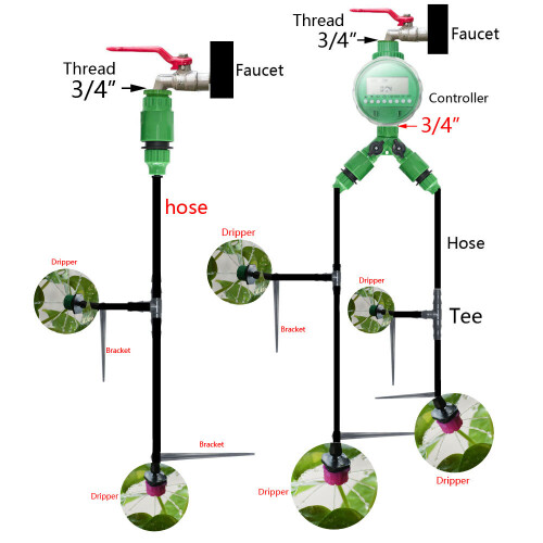 5-60M Automatic Garden Watering System with Adjustable Drip Irrigation, 4/7mm Hose Compatible, Water Timer Controller 2