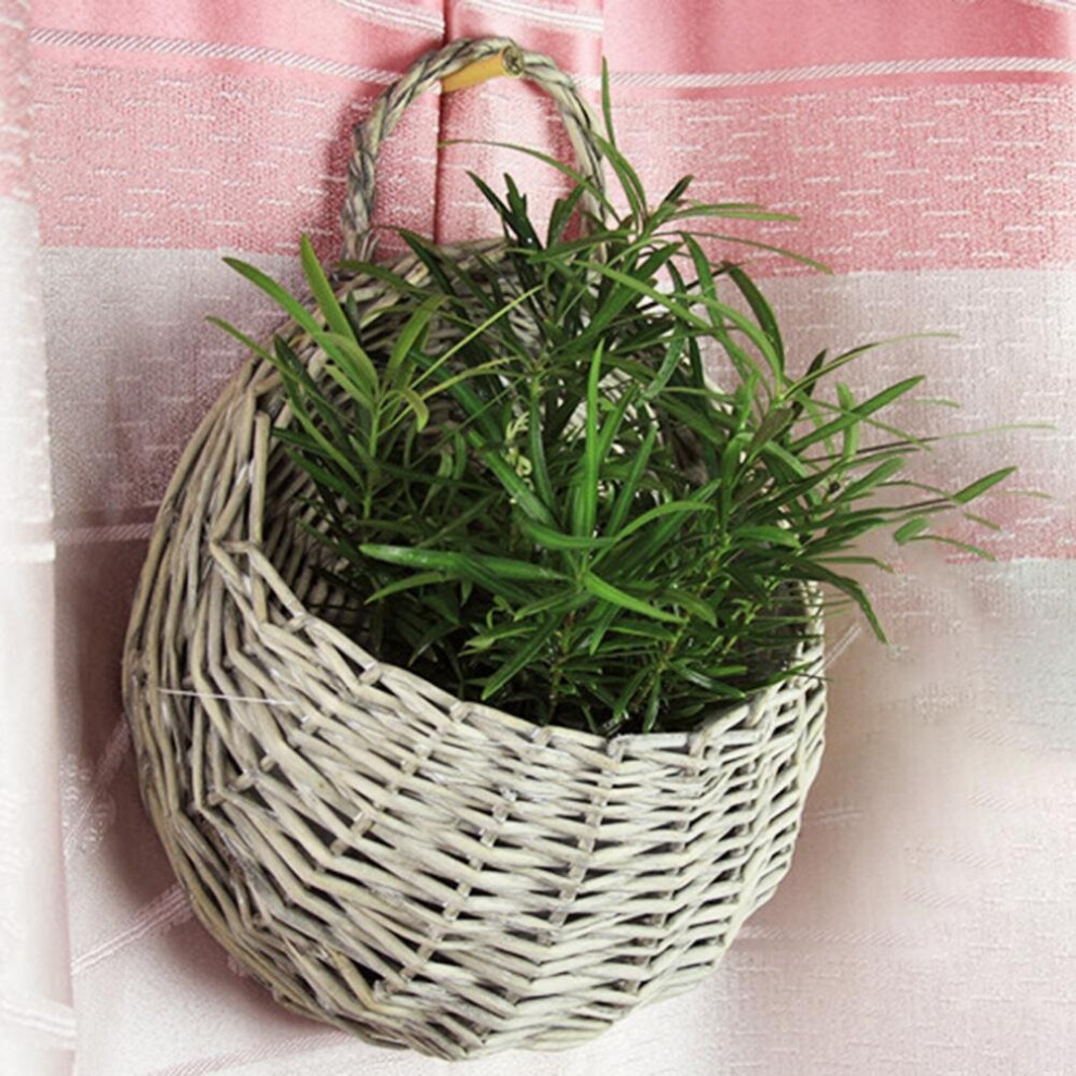 1 Set Flower Basket Handmade Weaving Multi-Function Rattan Wall Fence Hanging Pot Plants Holder