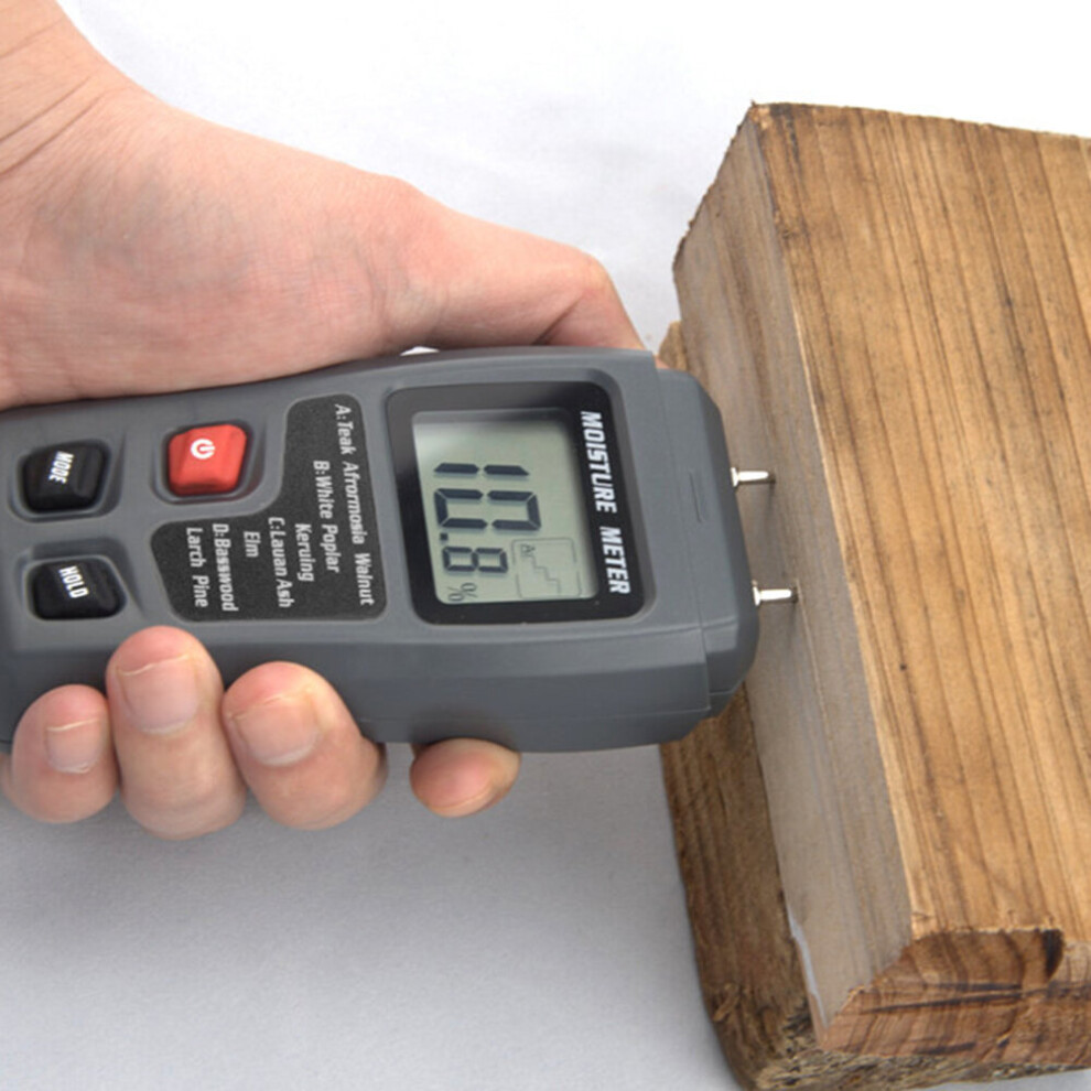 9V Wood Moisture Meter Digital Lcd 0-99.9% Two Pins Abs Timber Wood Hygrometer Humidity Tester 729601638336