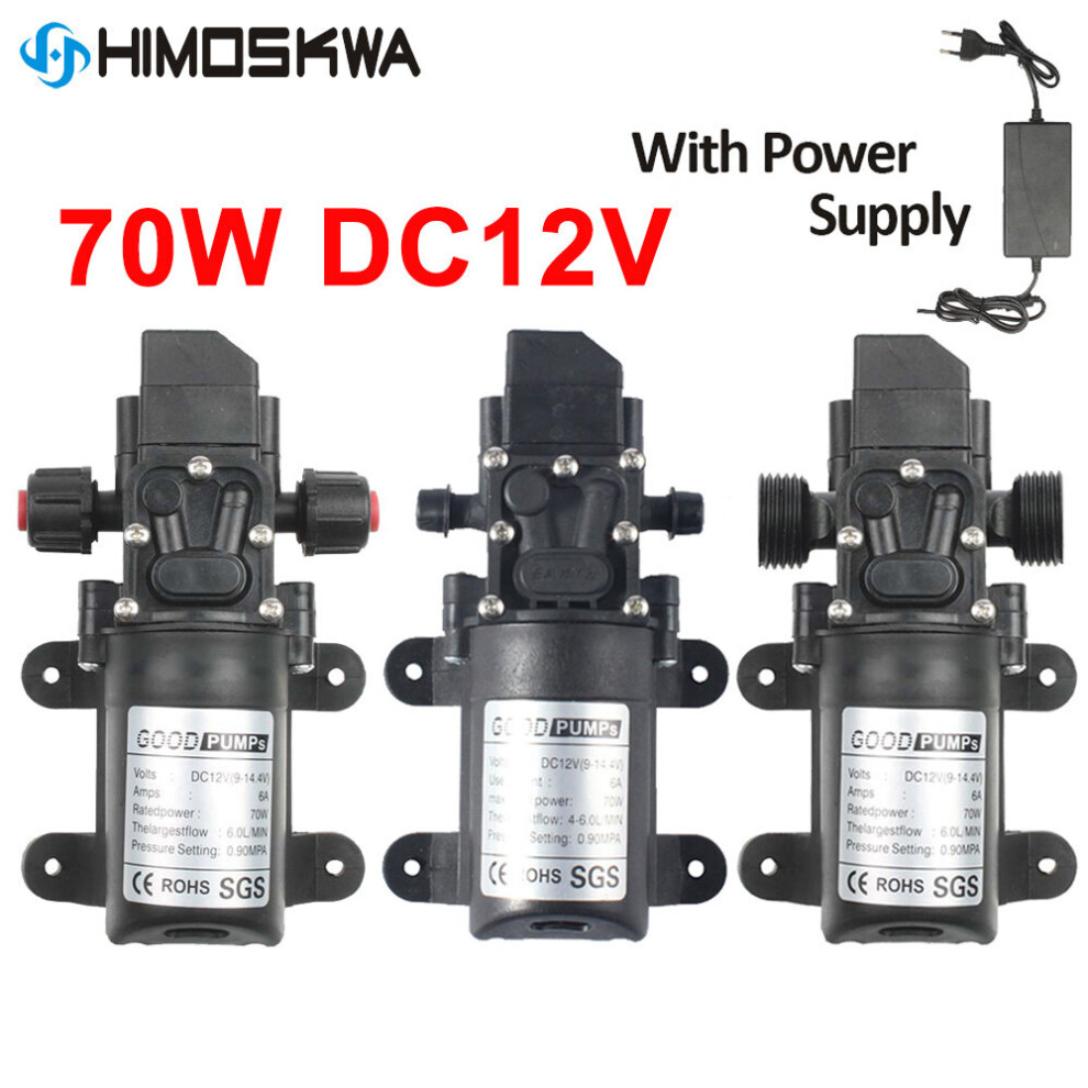 70W 220V Water Pump 12V 6A 4-6.0L/Min 0.9Mpa Electric 12V Eu Plug Power Supply For Car Washing 729601703010