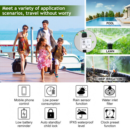 Bluetooth Wifi Gateway Water Timer Drip Smart Irrigation System APP Remote Control Auto Waterin 1