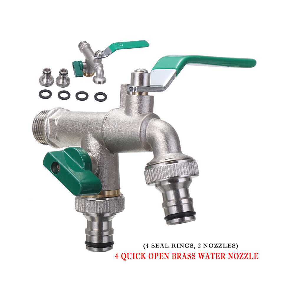 Double Duo Outlet Garden Outdoor Tap Valve Faucet 1/2" / 3/4" Frost-proof Brass For Household G