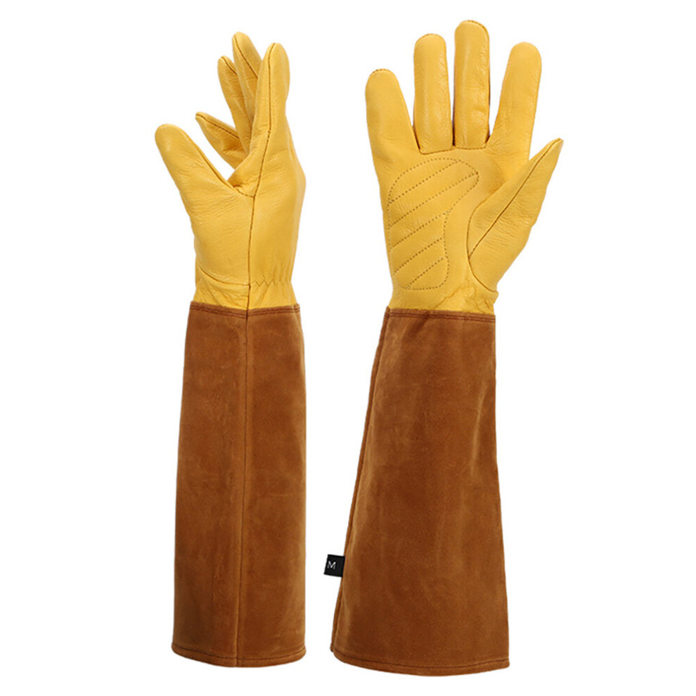 Thorn-Proof Rose Pruning Gloves with Leather Gauntlet - Long Forearm Protection for Women & Men