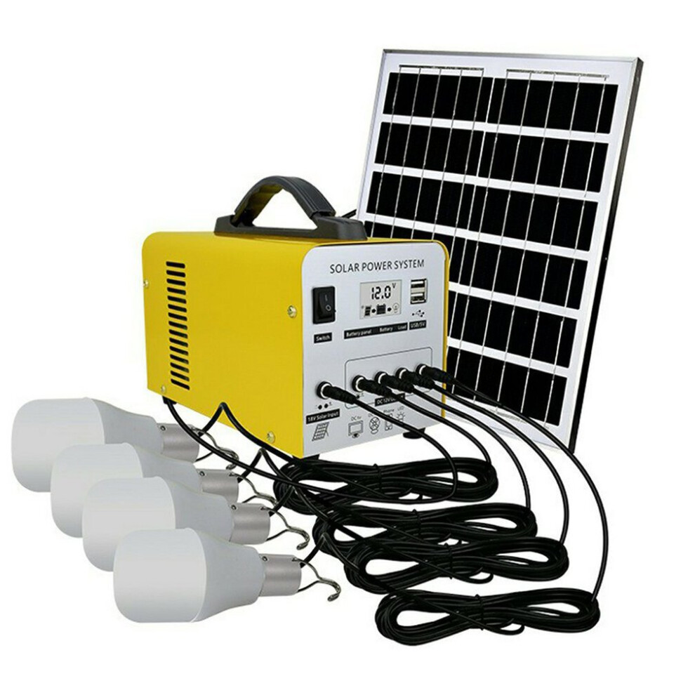 12V Usb Solar Power Panel Solar Charger With Led Bulbs Home System Generator Kit Indoor/Outdoor 729601704604
