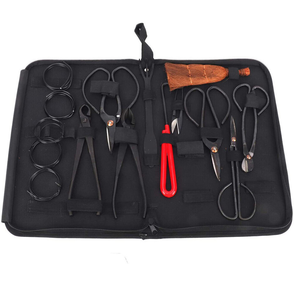 1set Garden Bonsai Tool Set Carbon Steel Extensive Cutter Scissors Kit with Nylon Case for Gard