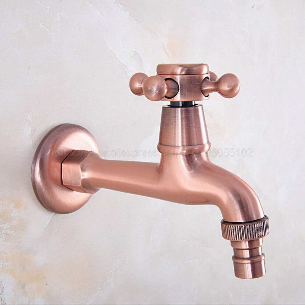 Antique Red Copper Single Cold Faucet/Washing Machine Tap Wall Mounted Bibcock Kitchen Sink Bat 729601638848