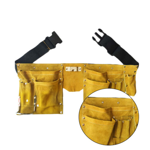 Leather Tool Belt Quick Release Buckle Carpenter Construction Work Apron Tool Storage Pouch Bel