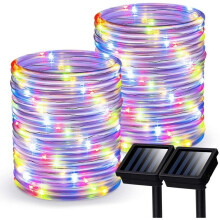 2 Pack Outdoor Solar Powered Rope Lights Waterproof Tube 12m 100 LED Copper Wire Fairy Lights f