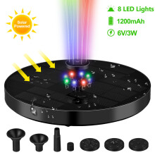 Outdoor Garden Solar Fountain Pond Waterfall Fountain LED Colorful Lights Decoration Bird Bath