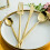 24Pcs Gold Dinnerware Set Stainless Steel Tableware Set Knife Fork Spoon Flatware Set Christmas 5