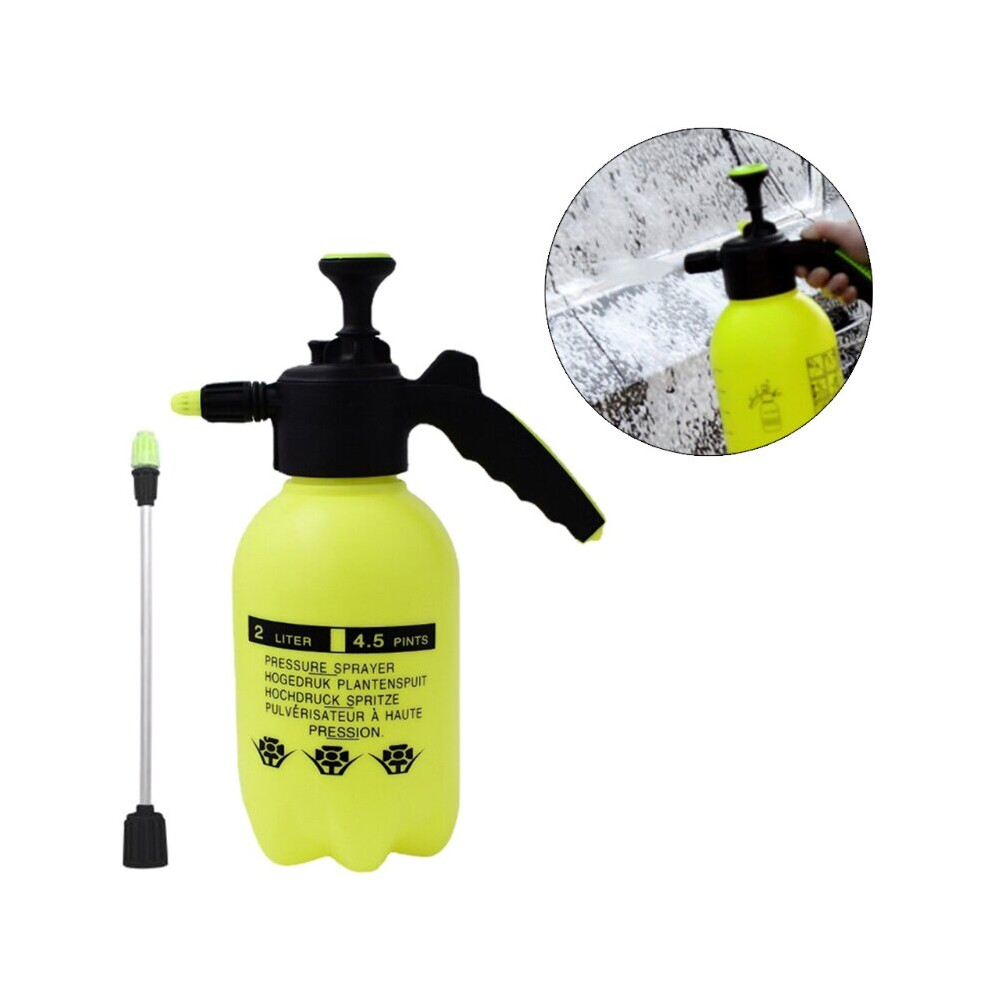 Manual Pressure Snow Foam Sprayer Cannon Foam Nozzle Hand Pump 2L Bottle Car Washing Can Window Yellow 729601636196