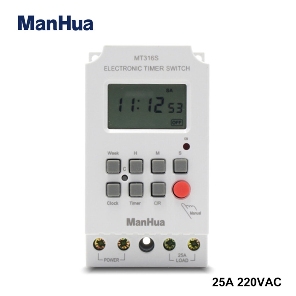 Manhua Din Rail 220Vac 25A Mt316s Programmable Electronic Timer For Universal Electric Applian 729601634765