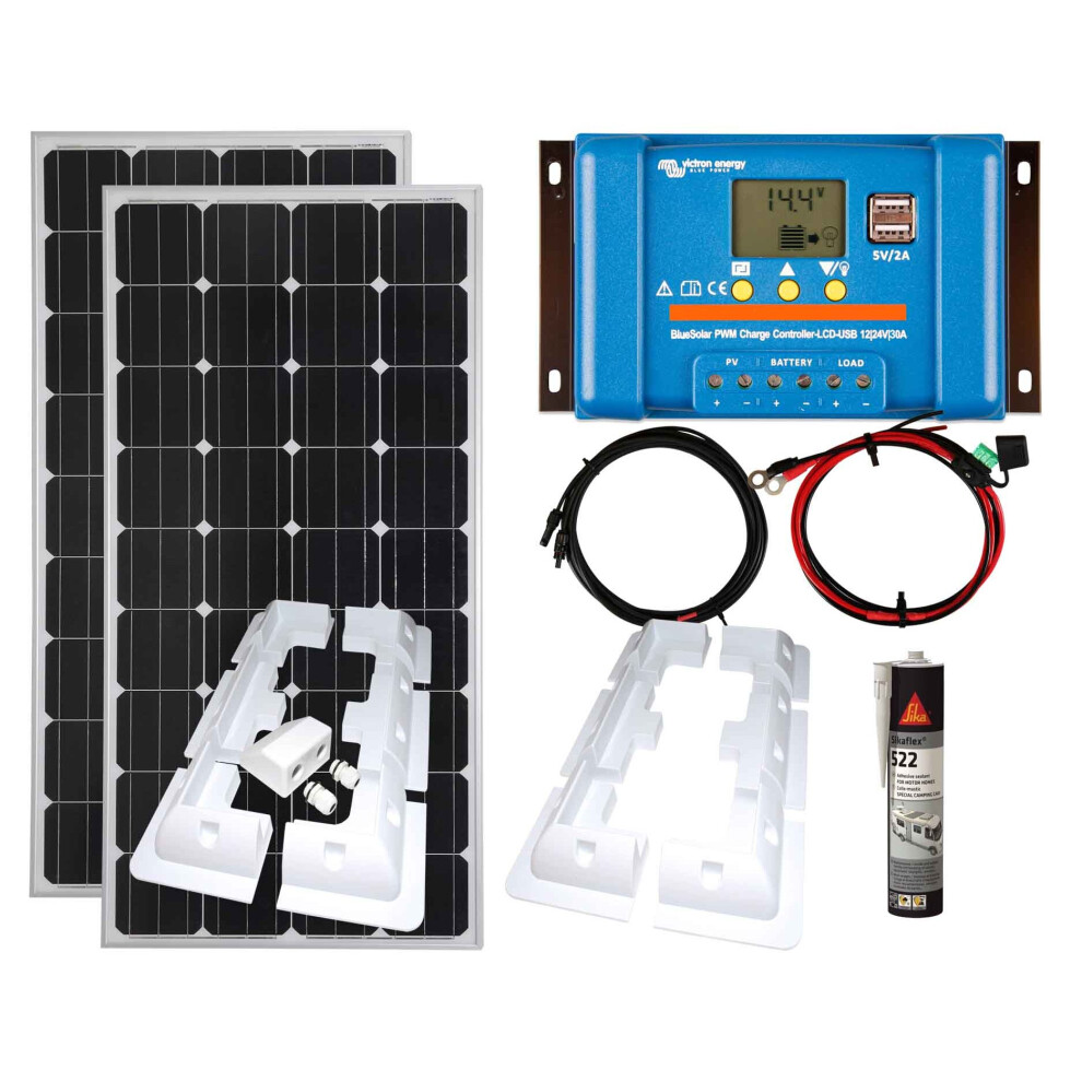 Victron 300w Solar Panel Kit battery charge PWM-USB Controller brackets Sikaflex