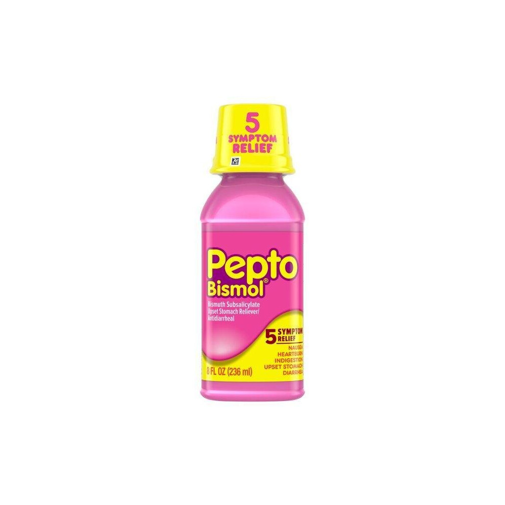 Pepto Bismol 5 Symptom Stomach Relief Liquid, Original Flavor, 8 oz