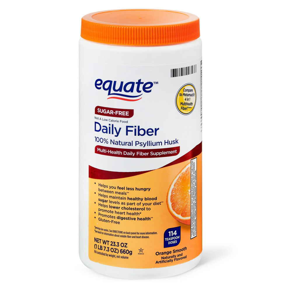 Equate Sugar-Free Daily Fiber Powder, Orange Smooth, 23.3 oz