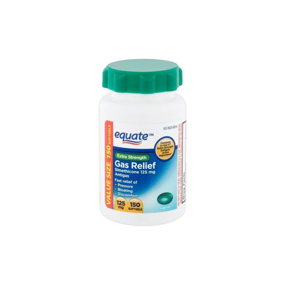 Equate Extra Strength Gas Relief Softgels Value Size, 125 Mg, 150 Count