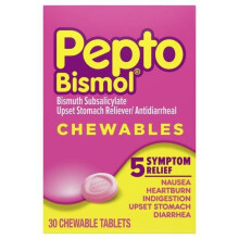 Pepto Bismol 5 Symptom Stomach Relief Chewable Original Flavor, 30 ct