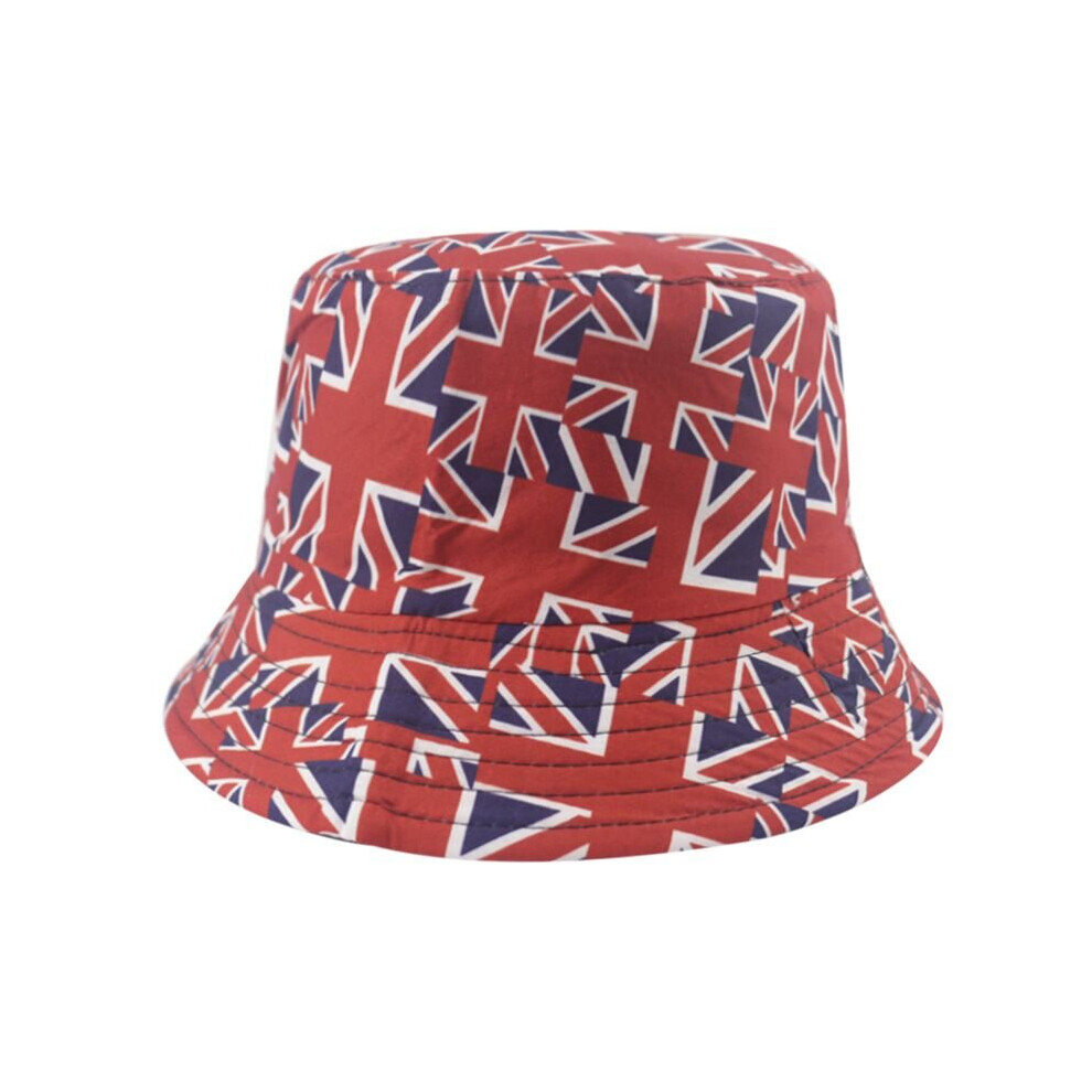 (Red) Union Jack Unisex Reversible Bucket Hat Queen's Jubilee British Flag
