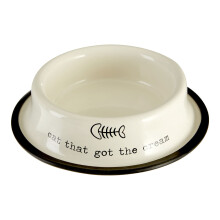 Adore Pets Cat That Got The Cream 0.4L Water Food Bowl Plate Galvanised Steel
