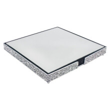 Silver Multi Crystals Square Placemats Set of 4 Mirrored Glass Sparkly Coasters