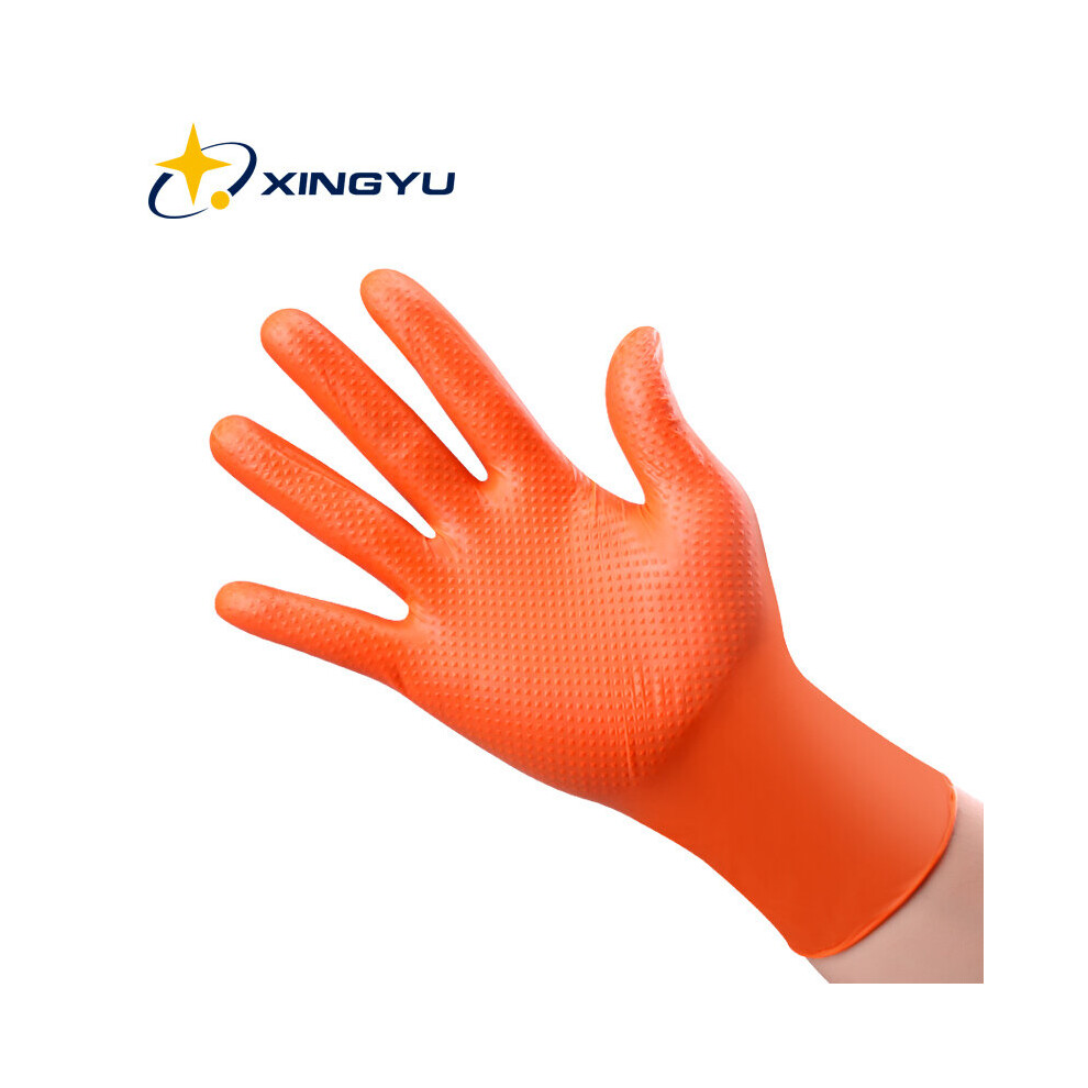 Mechanics Nitrile Gloves Black 50Pcs Powder Free Safety Work Gloves Orange Color Synthetic Nitr 729601701436