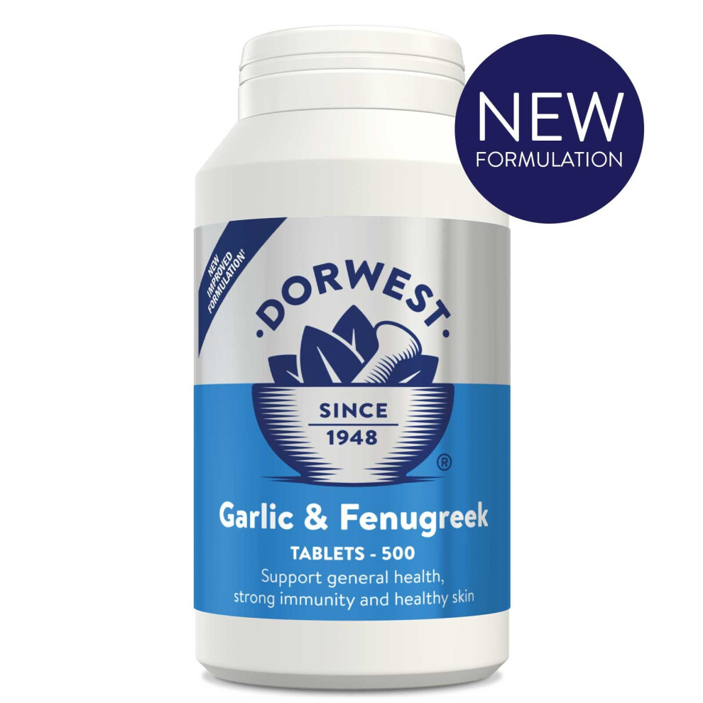 (500 Tablets) DORWEST HERBS GARLIC & FENUGREEK TABLETS for Dogs & Cats