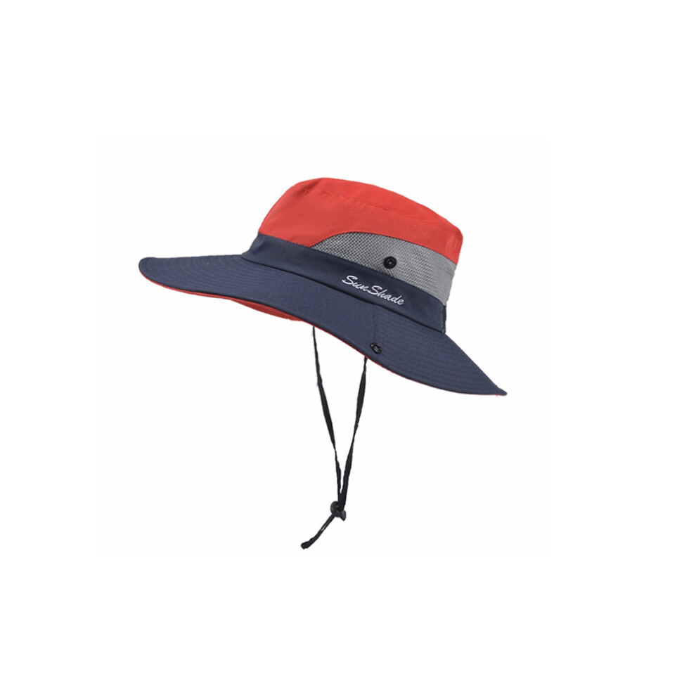 (Red & Grey, Adult's) Colourful Summer Hat