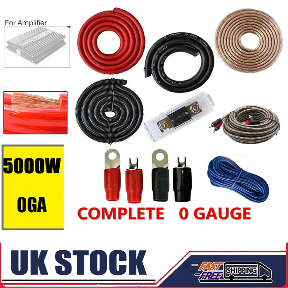 0 Gauge Amplifier Install Kit Complete Amp Wiring Cables 5000W Rating 097239202817