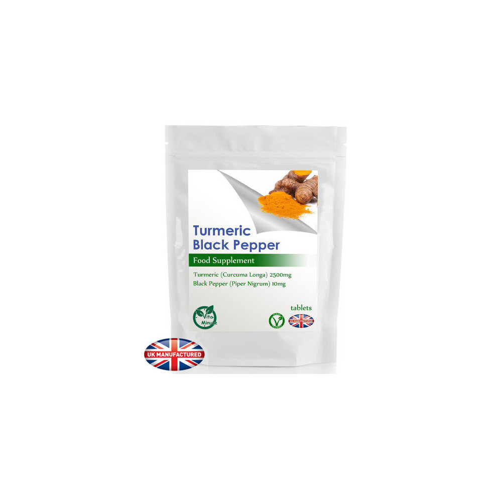 Vitaminute Black High Strength Turmeric 2500Mg & Pepper 10Mg Tablets (180) - Antioxidant Support For Joints, Heart & Gut - Vegan (Uk)
