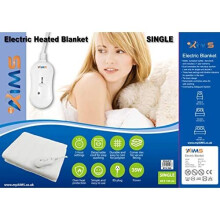 Aims Electric Blanket Single Heated Under Bed Comfort Detachable Controller With 3 Heat Settings, Polyester, White Super Cosy Washable Fleece Hea